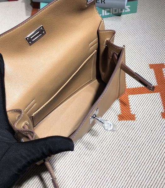 Hermes Kelly 22cm DanSe Apricot Imported Swift Leather Silver Metal Handbag-6