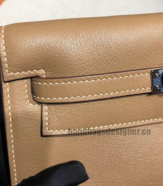 Hermes Kelly 22cm DanSe Apricot Imported Swift Leather Silver Metal Handbag-1