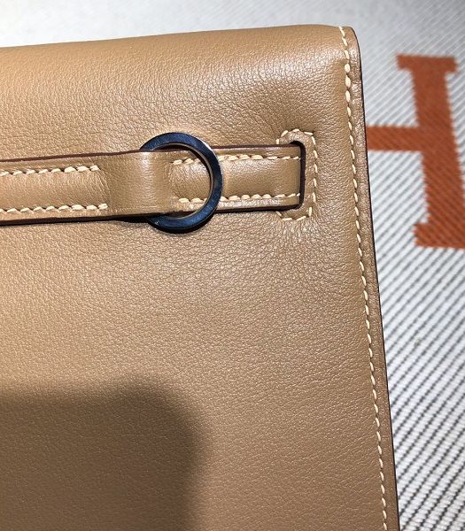 Hermes Kelly 22cm DanSe Apricot Imported Swift Leather Silver Metal Handbag-2