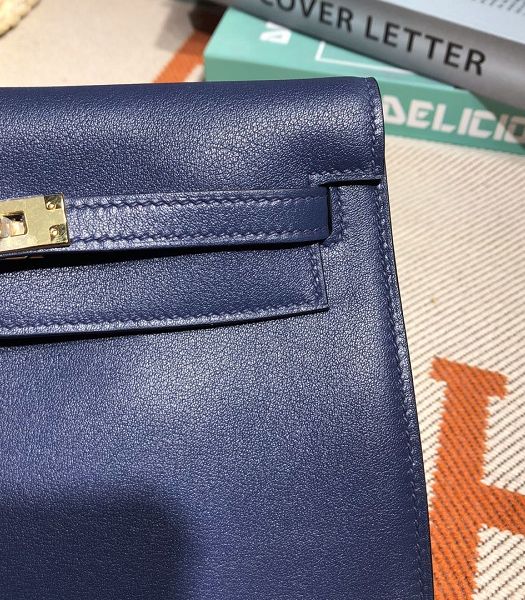 Hermes Kelly 22cm DanSe Dark Blue Imported Swift Leather Golden Metal Handbag-1