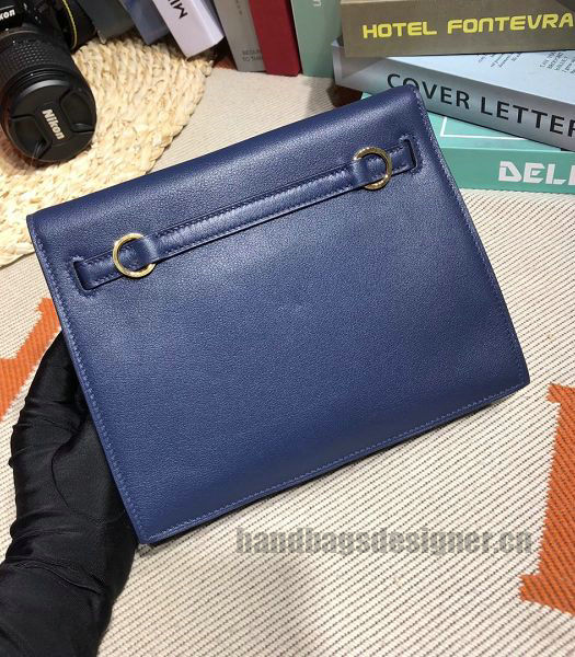 Hermes Kelly 22cm DanSe Dark Blue Imported Swift Leather Golden Metal Handbag-4