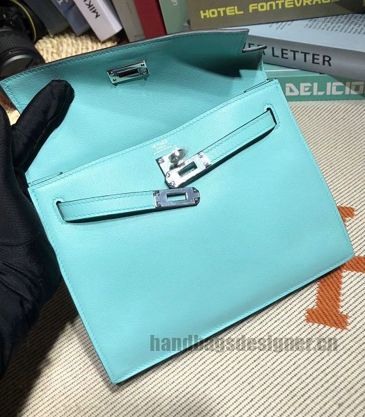 Hermes Kelly 22cm DanSe Lake Blue Imported Swift Leather Silver Metal Handbag-2