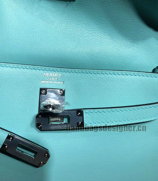 Hermes Kelly 22cm DanSe Lake Blue Imported Swift Leather Silver Metal Handbag-6