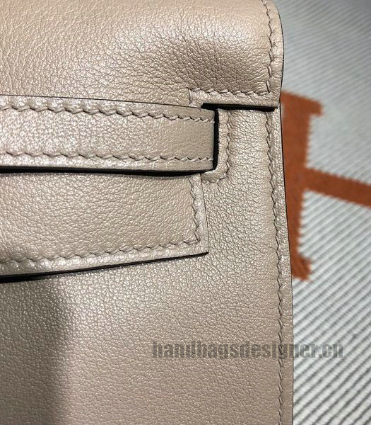 Hermes Kelly 22cm DanSe Light Grey Imported Swift Leather Golden Metal Handbag-2