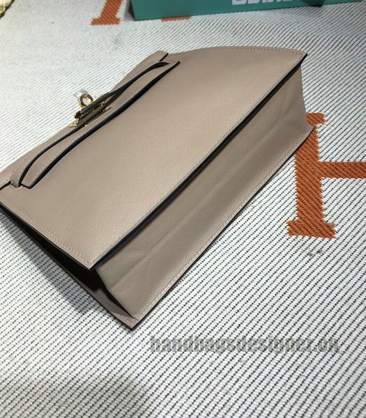 Hermes Kelly 22cm DanSe Light Grey Imported Swift Leather Golden Metal Handbag-4