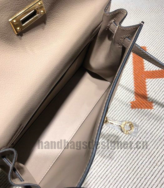 Hermes Kelly 22cm DanSe Light Grey Imported Swift Leather Golden Metal Handbag-5