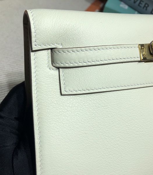 Hermes Kelly 22cm DanSe Offwhite Imported Swift Leather Golden Metal Handbag-1