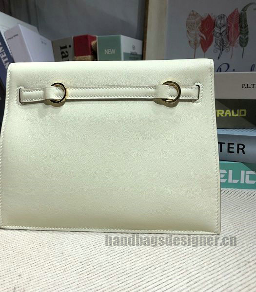 Hermes Kelly 22cm DanSe Offwhite Imported Swift Leather Golden Metal Handbag-2