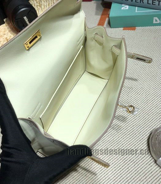 Hermes Kelly 22cm DanSe Offwhite Imported Swift Leather Golden Metal Handbag-4