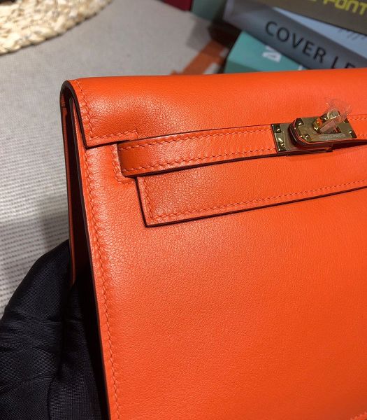Hermes Kelly 22cm DanSe Orange Imported Swift Leather Golden Metal Handbag-1
