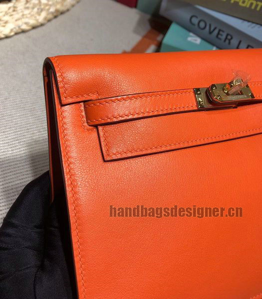 Hermes Kelly 22cm DanSe Orange Imported Swift Leather Golden Metal Handbag-1
