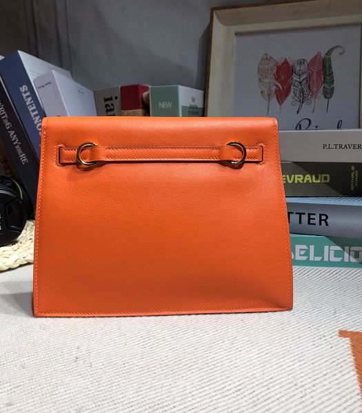 Hermes Kelly 22cm DanSe Orange Imported Swift Leather Golden Metal Handbag-3