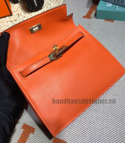 Hermes Kelly 22cm DanSe Orange Imported Swift Leather Golden Metal Handbag-4