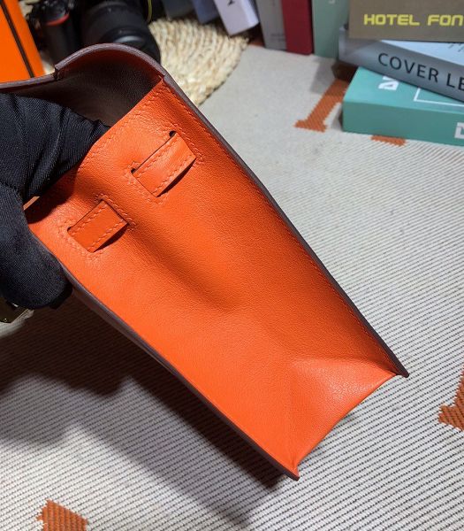 Hermes Kelly 22cm DanSe Orange Imported Swift Leather Golden Metal Handbag-5