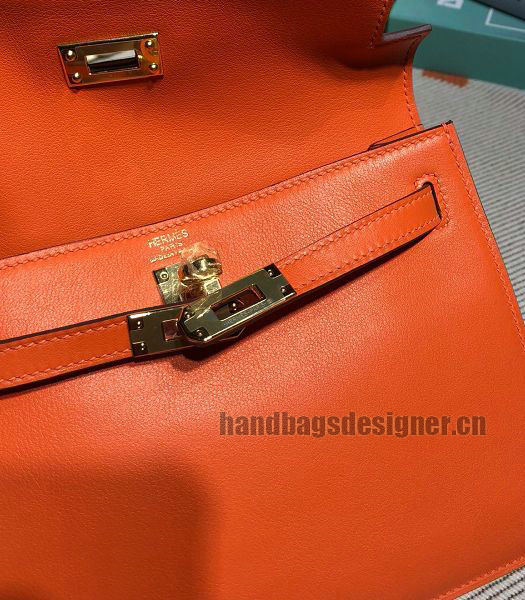 Hermes Kelly 22cm DanSe Orange Imported Swift Leather Golden Metal Handbag-6