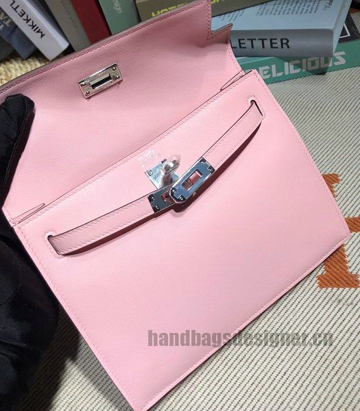 Hermes Kelly 22cm DanSe Pink Imported Swift Leather Silver Metal Handbag-4