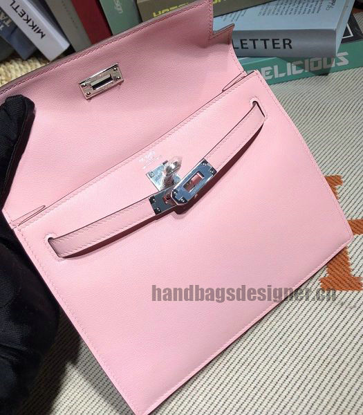 Hermes Kelly 22cm DanSe Pink Imported Swift Leather Silver Metal Handbag-4