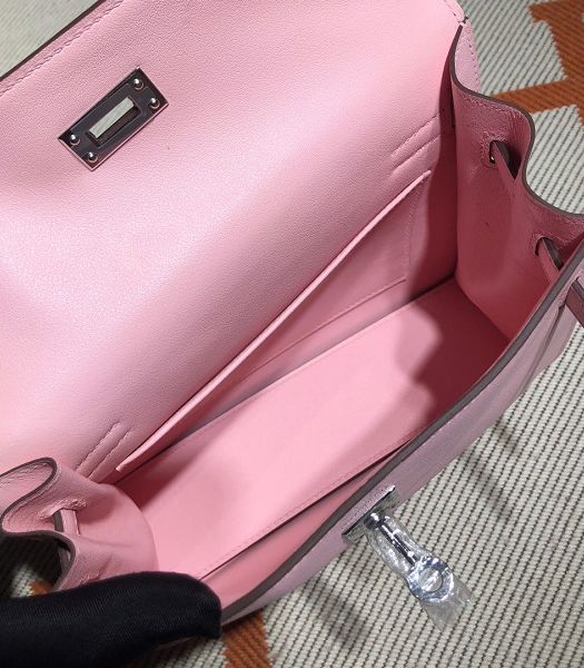 Hermes Kelly 22cm DanSe Pink Imported Swift Leather Silver Metal Handbag-5