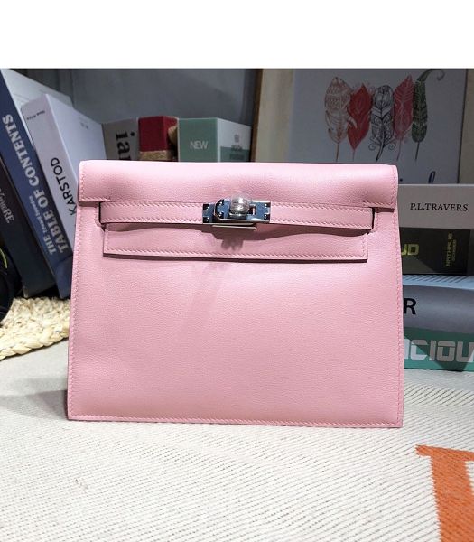 Hermes Kelly 22cm DanSe Pink Imported Swift Leather Silver Metal Handbag