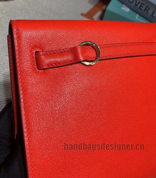 Hermes Kelly 22cm DanSe Red Imported Swift Leather Golden Metal Handbag-2
