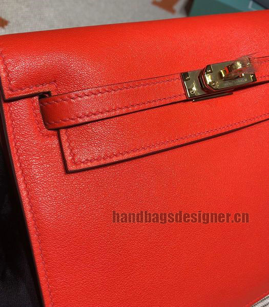 Hermes Kelly 22cm DanSe Red Imported Swift Leather Golden Metal Handbag-1