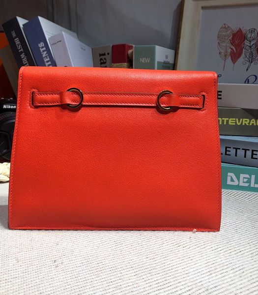 Hermes Kelly 22cm DanSe Red Imported Swift Leather Golden Metal Handbag-3