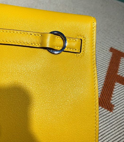 Hermes Kelly 22cm DanSe Yellow Imported Swift Leather Silver Metal Handbag-1