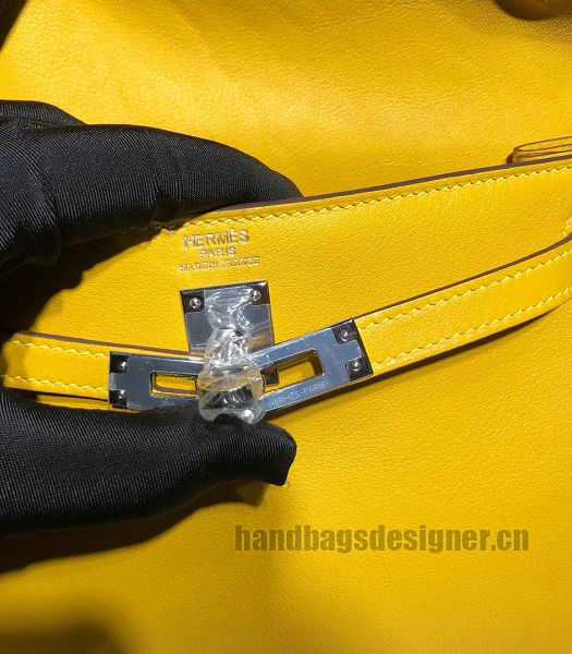 Hermes Kelly 22cm DanSe Yellow Imported Swift Leather Silver Metal Handbag-4
