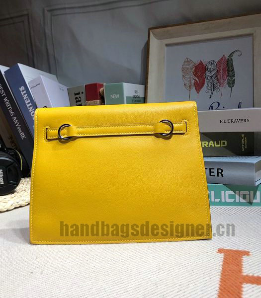 Hermes Kelly 22cm DanSe Yellow Imported Swift Leather Silver Metal Handbag-5