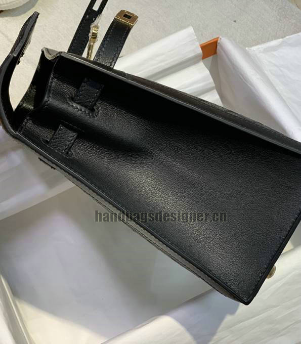 Hermes Kelly 25cm Bag Weave Canvas With Black Original Box Leather Golden Metal-6