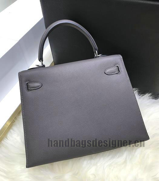 Hermes Kelly 25cm Tote Bag Grey Imported Togo Leather Silver Metal-1