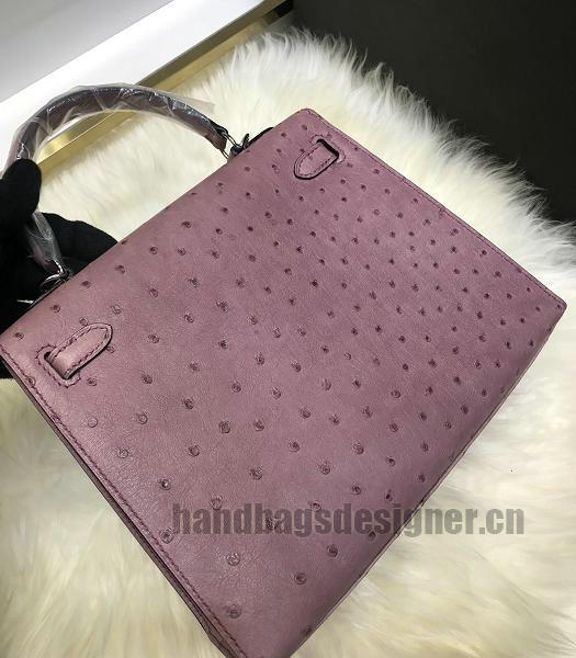 Hermes Kelly 25cm Tote Bag Pink Real Ostrich Leather Silver Metal-5