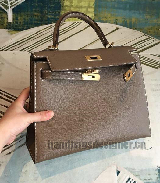 Hermes Kelly 28cm Bag Elephant Grey Imported Epsom Leather Golden Metal-5