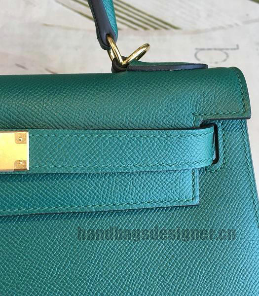 Hermes Kelly 28cm Bag Peacock Green Imported Epsom Leather Golden Metal-6