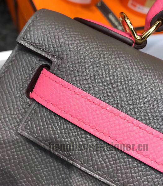 Hermes Kelly 28cm Grey/Pink Imported Lambskin Leather Bag Golden Metal-2