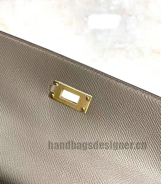 Hermes Kelly 28cm White/Grey Imported Lambskin Leather Bag Golden Metal-1