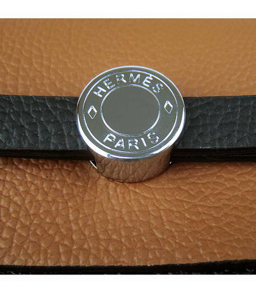 Hermes Kelly 32cm Black with Light Coffee Leather Silver Lock -4