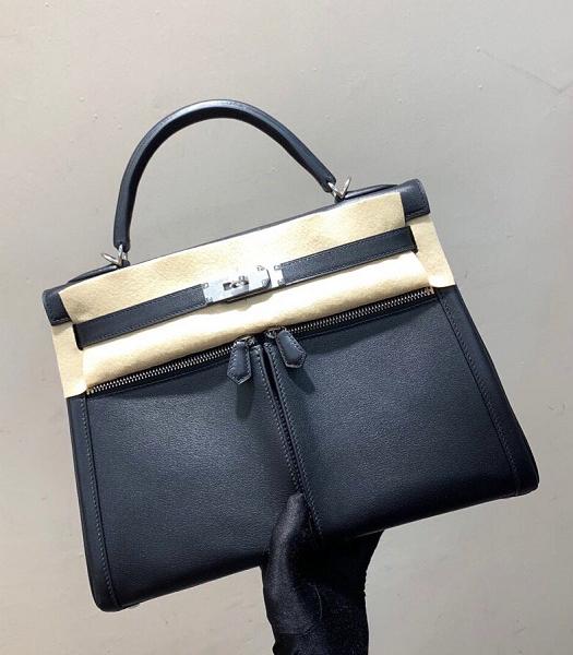 Hermes Kelly 32cm Lakis Bag Black Imported Swift Leather Silver Metal
