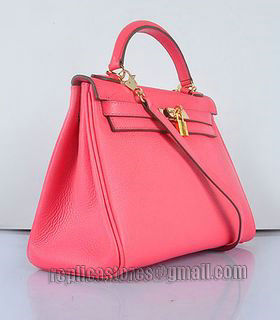 Hermes Kelly 32cm Lipstick Pink Togo Leather Bag with Golden Metal-1