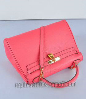 Hermes Kelly 32cm Lipstick Pink Togo Leather Bag with Golden Metal-4