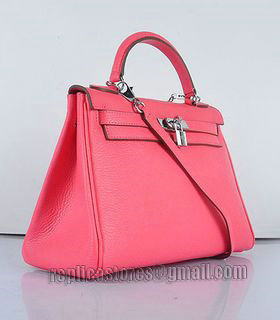 Hermes Kelly 32cm Lipstick Pink Togo Leather Bag with Silver Metal-1