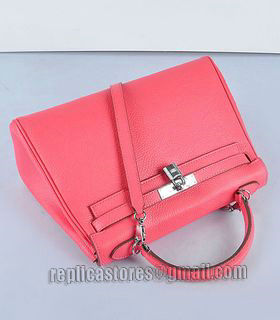 Hermes Kelly 32cm Lipstick Pink Togo Leather Bag with Silver Metal-4