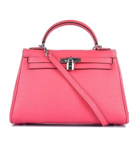 Hermes Kelly 32cm Lipstick Pink Togo Leather Bag with Silver Metal