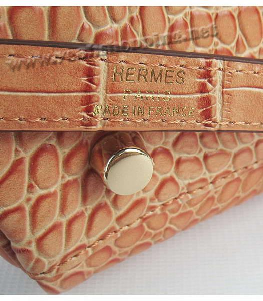 Hermes Kelly 32cm Orange Togo Croc Veins Golden Metal-7