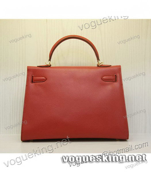 Hermes kelly 32cm Red Palm Print Leather Bag-3