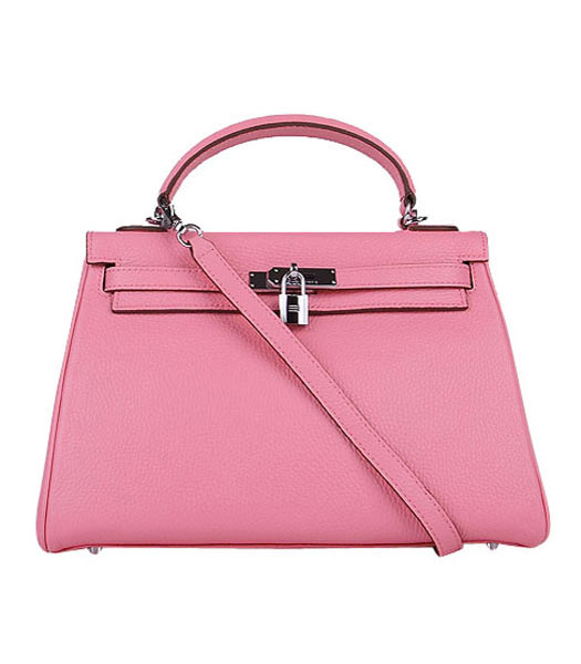 Hermes Kelly 32cm Sakura Pink Togo Leather Bag with Silver Metal