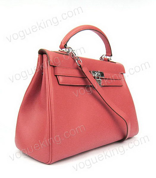 Hermes Kelly 32cm Watermelon Red Plain Veins Bag with Silver Metal-1