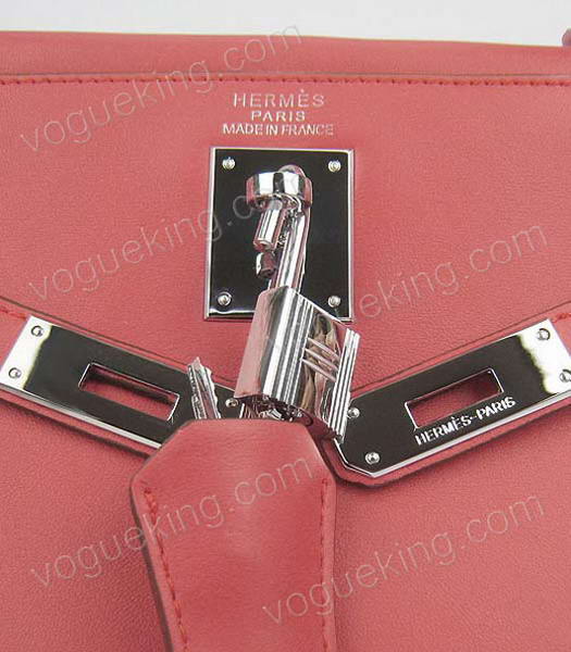 Hermes Kelly 32cm Watermelon Red Plain Veins Bag with Silver Metal-6
