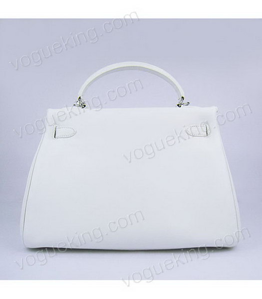 Hermes Kelly 32cm White Plain Veins Bag with Silver Metal-2