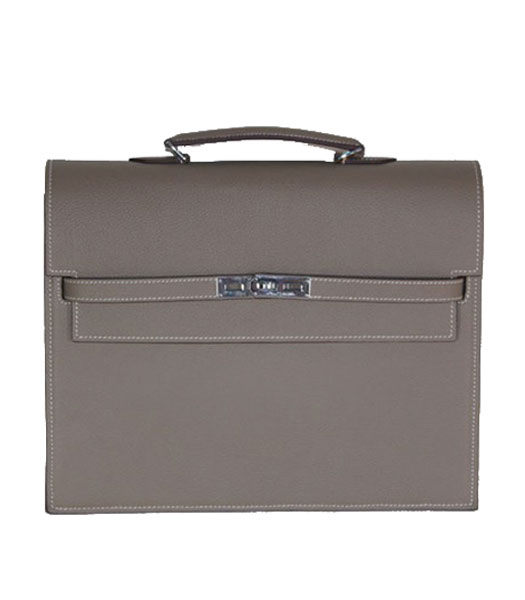 Hermes Kelly 34cm Bag in Grey Leather